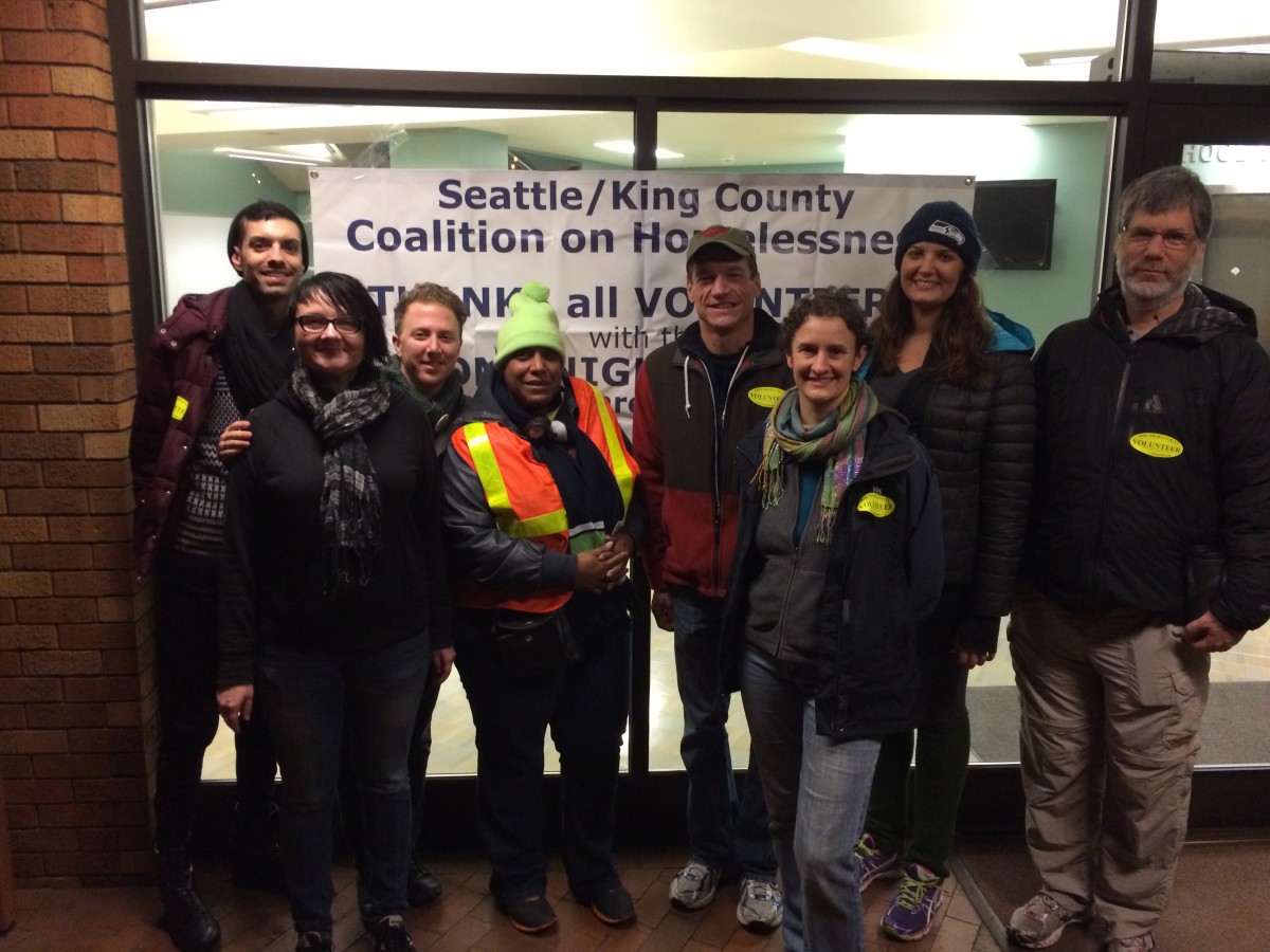 YWCA Seattle I King I Snohomish staff were joined by representatives from the Gates Foundation and Mayor Murray's office for the Jan. 22 One Night Count. Photo courtesy Erin Murphy.