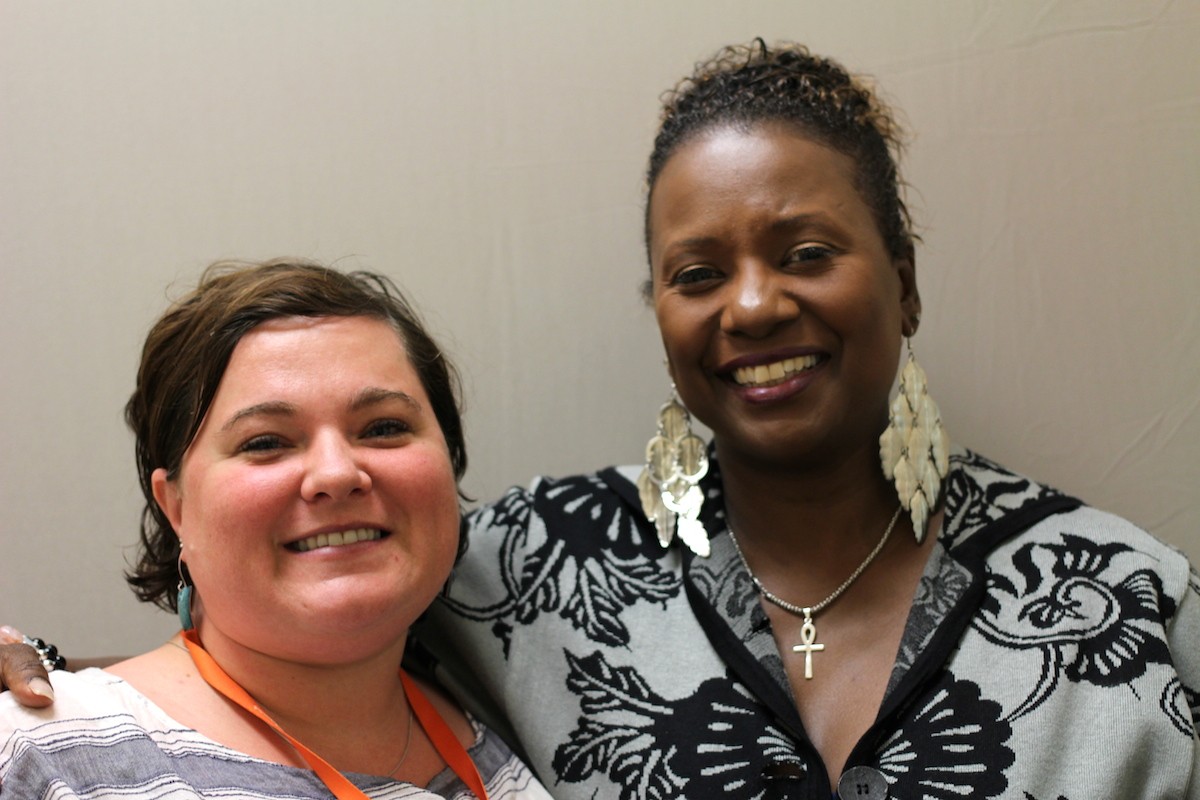 Stephanie Heffner (left) interviewed Dinah Ladd about her job identifying and helping homeless students. Dinah is one of only two homeless education liaisons serving more than 2,100 homeless students in Seattle Public Schools. Image credit: StoryCorps